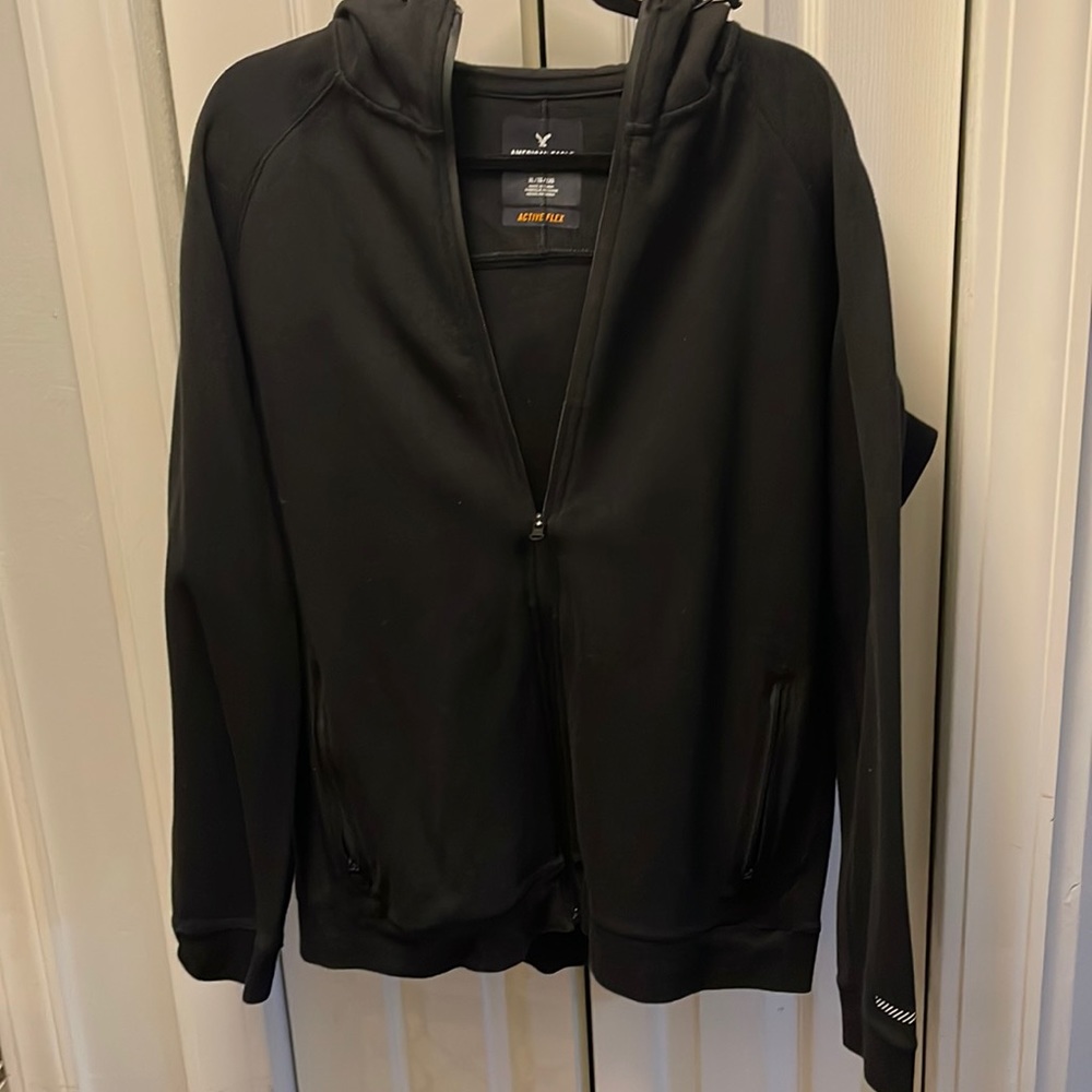 AE active flex black zip up hoodie